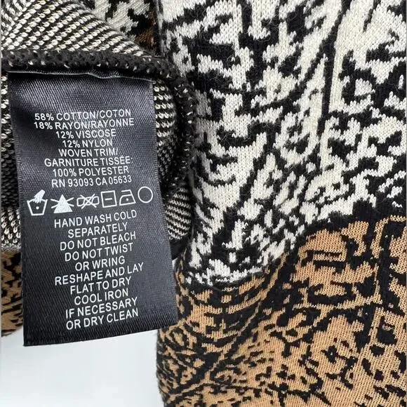 Nic + Zoe Santana Cardigan Sweater Jacket Leafs Metal Clasp Printed Size Medium - Picture 11 of 11